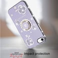thumbnail image 4 of For Apple iPhone 16e Case, Diamonds Bling All Around Edges Sparkly Glitter Hybrid with Ring Stand Holder Fashion Good Luck Phone Cover (Purple), 4 of 10