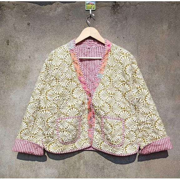 Beautiful New Arrival Indian Handmade Quilted Jacket Coats, Unique and Comfortable Warm Layering Piece for Cold Days, Ideal Gift for Her Christmas_XXL