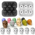 thumbnail image 3 of Ice Mold Happydeer Skull Ice Cube Mold 6-Cavity Silicone Ice Tray for Whiskey Cocktails (Black), 3 of 12
