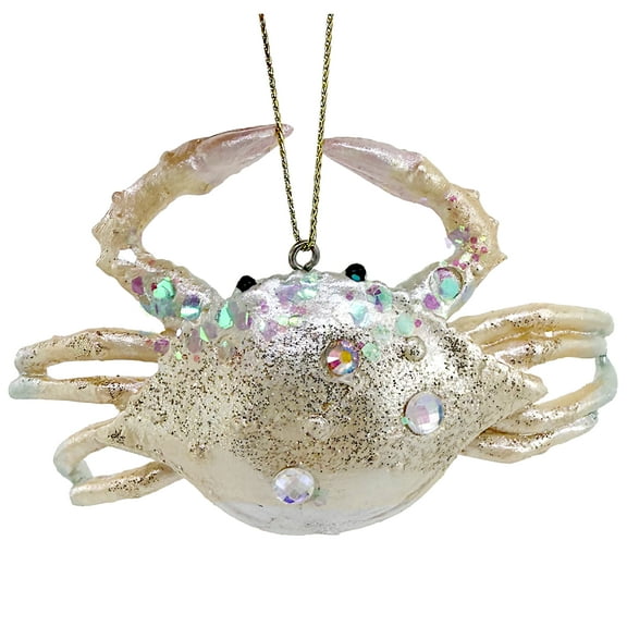 Jeweled Crab Ornament - Coastal Bejeweled Figurine Christmas Tree Holiday Beach Marine Decoration