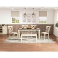 thumbnail image 4 of Amerlife 6 Piece 60" Solid Wood Dining Table Set for 6, for Kitchen, Dining Room, Brown & Cream, 4 of 10