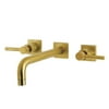 Kingston Brass Concord 3-Hole Wall Mount Roman Tub Faucet Brushed Brass Brushed