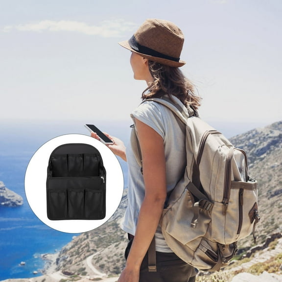 Yardwe Black Nylon Backpack Interior Bag Multi-Pockets for Home Use