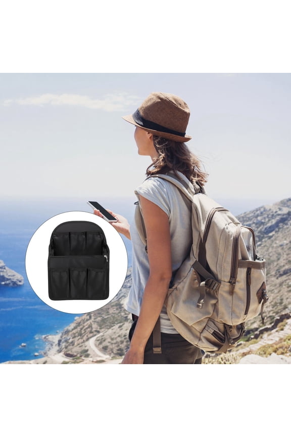 Nylon Backpack Organizer Insert with Foldable Design, Multiple Storage Pockets for Interior Bag Storage and Travel