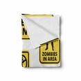 thumbnail image 2 of Zombie Soft Flannel Fleece Blanket, Safe Area Zombie Free Safe Protection Zone Caution Sign from Horror Movie Design, Cozy Plush for Indoor and Outdoor Use, 60" x 80", Yellow Black, by Ambesonne, 2 of 6