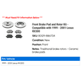 thumbnail image 2 of Front Brake Pad and Rotor Kit - Compatible with 1999 - 2001 RX300 2000, 2 of 2