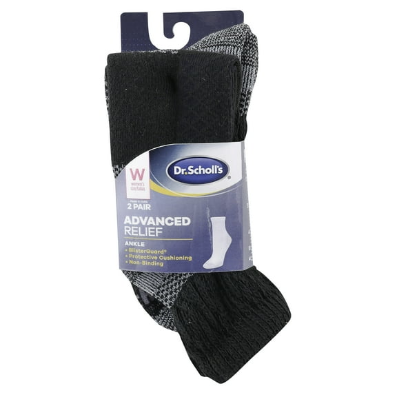 Dr. Scholl's Women's Diabetic and Circulatory Advanced Relief Ankle Socks with Blister Guard 2 Pack