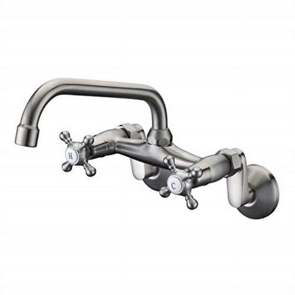 sumerain kitchen wall faucet, brushed nickel wall mounted faucet 3" to 9" adjustable spread
