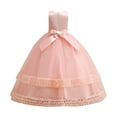 thumbnail image 3 of FAOWME Kids Princess Dress Long Mesh Tutu Dress Girl Performance Piano Dress Pink 12-13 Years, 3 of 8