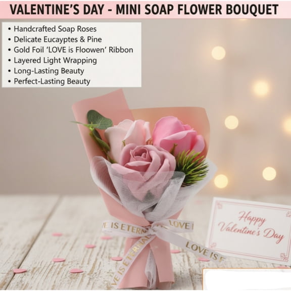 SeekLGT Soap Rose Bouquet Scented Bath Soap Roses Realistic Artificial Flowers in Gift Box for Valentine Birthday Wedding Mother's Day Gift