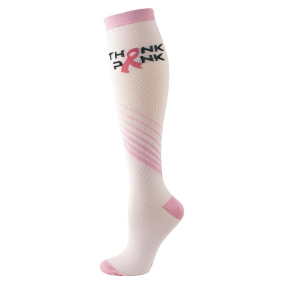 GATXVG Breast Cancer Awareness Pink Ribbon Socks for Women Men Knee High Cotton Socks Outdoor Athletic Sport Walk Socks Casual Stripes Tube Socks Festival Gifts Socks