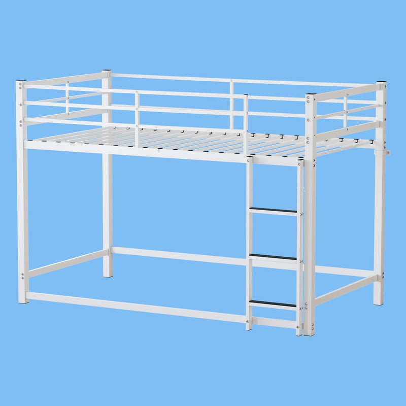 Twin Over Twin Metal Bunk Bed with Ladder, Full-Length Guardrails, Under-Bed Storage Space, Sturdy Steel Frame, Noise-Reducing Design, No Box Spring Needed