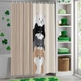 thumbnail image 4 of Shower Curtain, Japanese Cute Aquatian Dogs Waterproof Shower Curtain Set with Hooks for Bathroom Showers,Stalls and Bathtubs,36x72In Brown Striped, 4 of 9