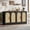 Black, variant on 59" Rattan Sideboard Buffet Cabinet - Large Storage Cabinet with 4 Doors, Modern Console Table Accent Coffee Bar Cabinet for Living Room, Kitchen, Hallway, Dining Room, Black