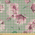 thumbnail image 2 of Ambesonne Nature Fabric by the Yard Upholstery, Garden Look Art Flower Print, 3 Yards, Jade Green and Rose, 2 of 5