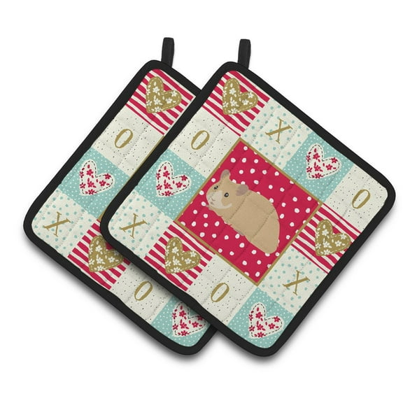 Carolines Treasures CK5443PTHD Syrian Golden Hamster Love Pair of Pot Holders, Red, 7.5HX7.5W, multicolor
