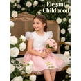 thumbnail image 4 of Toddler Girls Summer Double layered Tutu Dress Tulle Dresses Fluffy Sundress with Sequined Mesh & Bowknot Belt Party Princess Outfit for 2-3 T Kids, Pink Floral, 4 of 15