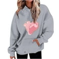 thumbnail image 2 of 2024 Fashion Womens Hoodie in Clearance Womens Fashion Casual Valentines Day Printing Long Sleeve Tops Hoodie Sweatshirts Womens Gifts, Gray M, 2 of 5