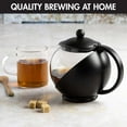 Primula Half Moon Glass Teapot, Tea, and Infuser, 40 fl oz., Black