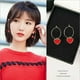 thumbnail image 5 of 1 par de pendientes con forma de corazón rojo, colgantes circulares para mujer, 5 of 8