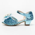 thumbnail image 4 of Gubotare Heels for Girls Big Kid Sliders Girls Grils Dress Shoes Wedding Party Open Toe Glitter High Heels for Little/Big Girls (Blue,Big Kids 1.5), 4 of 6