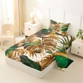 thumbnail image 2 of Erosebridal Gold Green Monstera Leaf Twin Sheet Sets,Tropical Botanical Tree Bedding For Men Women 3pcs, 2 of 6