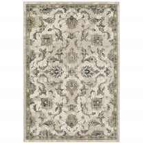 HomeRoots 6' X 9' Beige Gold Blue And Grey Oriental Power Loom Stain Resistant Area Rug