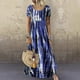 thumbnail image 2 of Vestidos Para Mujer Vestido Largo de Talla Grande Tie-Dye Print Swing Vestido Floral Informal Vestido de Manga Corta Odeerbi  ODB166204, 2 of 8