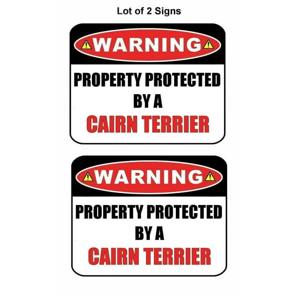 PCSCP 2-Count Warning Property Protected by a Cairn Terrier 9 inch x 11.5 inch Laminated Dog Sign
