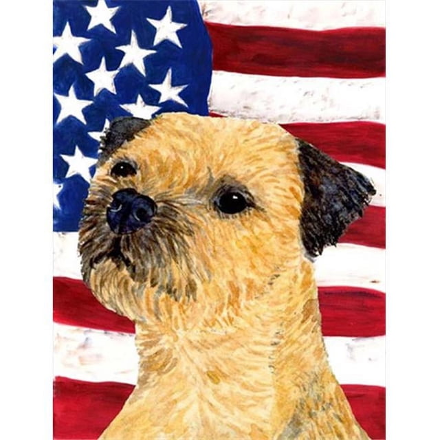 Carolines Treasures SS4247GF 11 x 15 In. Usa American Flag With Border Terrier Flag- Garden Size