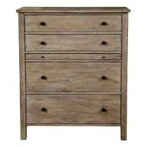 Pemberly Row Contemporary Wood 4 Drawer Chest in Natural Gray