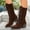 Brown, variant on Womens Boots Chunky Heels Lace Up Mid Calf Boots Vintage Gothic Steampunk Halloween Costume Witch Shoes Medieval Renaissance Boots Black 8.5 Wide