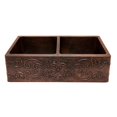 thumbnail image 3 of Premier Copper Products KSP4-KA50DB33229S 33 in. Kitchen Apron 50-50 Double Basin Sink with Spring Pull Down Faucet - Scroll Design, 3 of 4