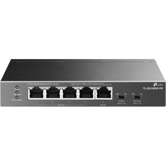 Conmutador Ethernet TP-Link TL-SG1005P-PD PoE Gigabit de 5 puertos