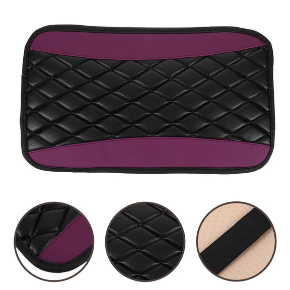GAXIRE Car Armrest Cover PU Purple Waterproof Anti Slip Easy Install Pad