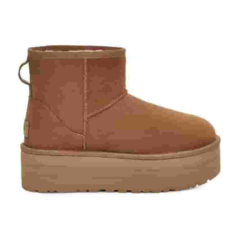 ミドルブーツ UGG Women Boots 1134991CHESTNUT Brown UGG Womens Suede Booties - Classic Mini Platform Boots