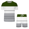 thumbnail image 3 of pxiakgy suits for men mens spring summer leisure sports breathable absorbing stitching printed short sleeve shorts two piece set men suits army green + l, 3 of 5