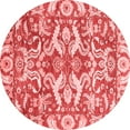 thumbnail image 1 of Ahgly Company Machine Washable Indoor Round Abstract Red Modern Area Rugs, 5' Round, 1 of 4