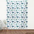 thumbnail image 3 of Ambesonne Whale Fabric by the Yard Upholstery, Swimming Marine Animals, 5 Yards, Teal Dark Blue White, 3 of 4