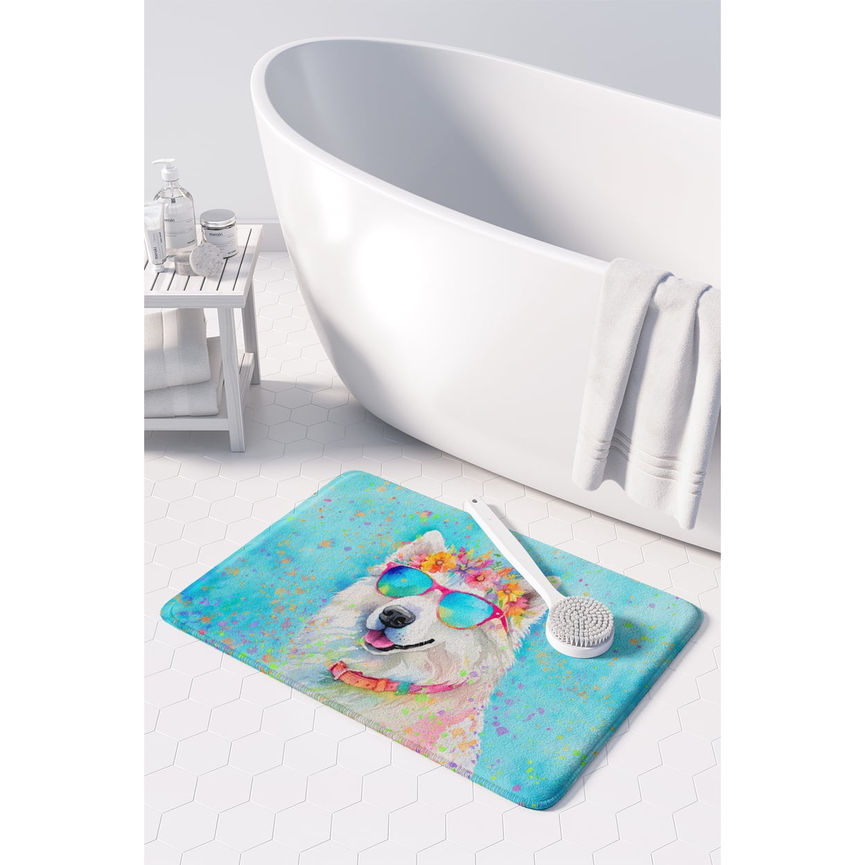Samoyed Hippie Dawg Memory Foam Kitchen Mat