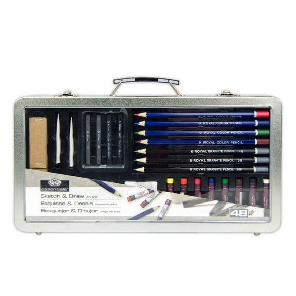 Royal & Langnickel Art Set Metal Case Sketch & Draw 48pc