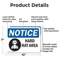 thumbnail image 2 of (2 Pack) Hard Hat Area OSHA Notice Sign 10 Inch X 7 Inch Indoor / Outdoor Rust-Free Aluminum Metal Signs for Workplace, Workshop, and Construction Site, Made in the USA, 2 of 8