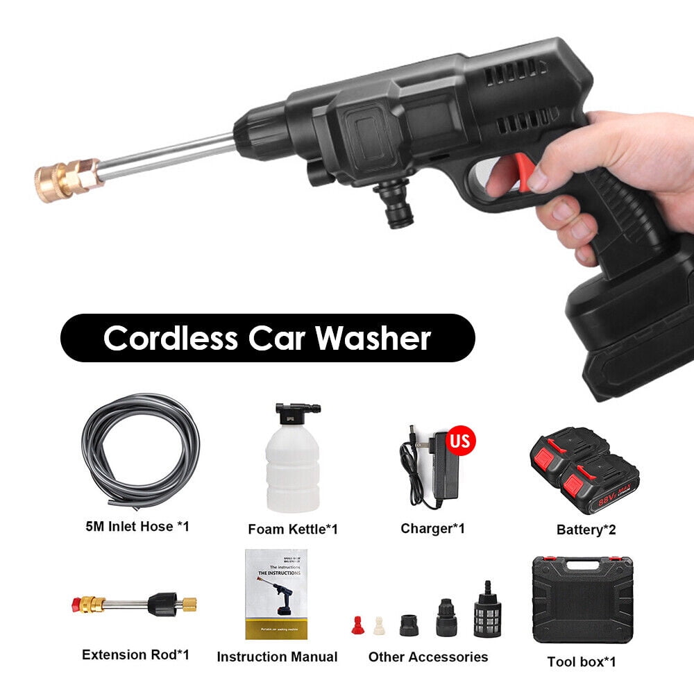  24V Cordless Electric Small Pressure Washer with Accessories  Portable Electric Car Wash Gunfor Cars Gardens Terraces Windows Cleaning  Works : Patio, Lawn & Garden