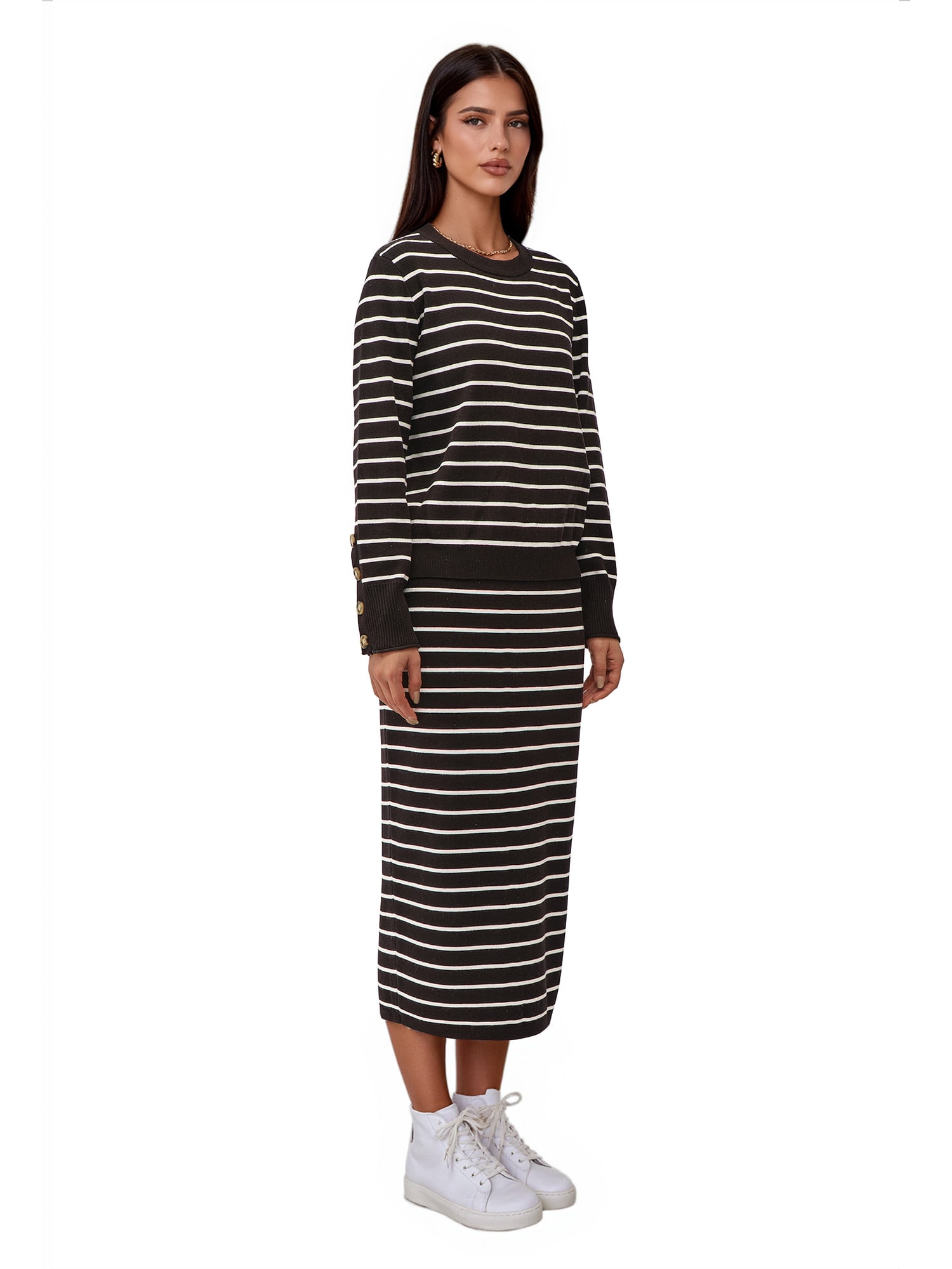 PRETTYGARDEN Women's Long Sleeve Skirt Set, Sizes S-XXL