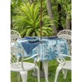thumbnail image 3 of Outdoor Tablecloth with Umbrella Hole for Patio/Picnic/Party/Camping, Tropical Palm Trees Waterproof Table Cloth Round Cover Washable, Summer Coastal Teal Vintage (Dia 60"), 3 of 9