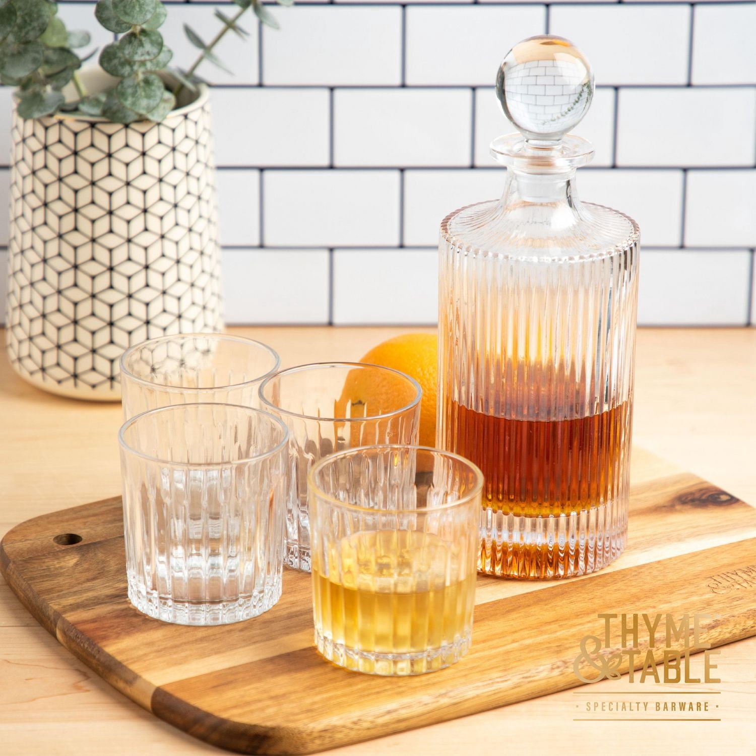 Carafe à whisky et verres à cocktail Thyme & Table, ensemble de 5 pièces