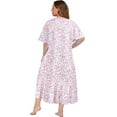 thumbnail image 3 of Women's Plus Size Nightgown Long Sleepshirts Short Sleeve Square Neck Ruffle Hem Floral House Dress Casual Loose Sleepwear, Pink 2XL, 3 of 9