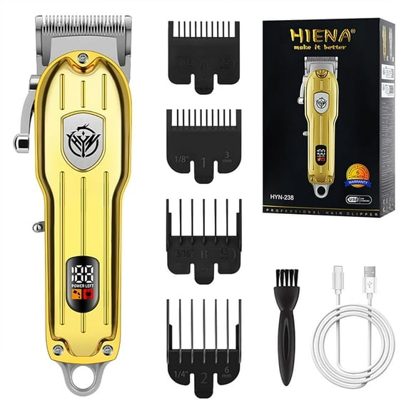 Professional Hair Clippers for Men, Cordless Barber Clippers, Electric Clippers for Hair Cutting, USB Rechargeable 210 Minutes of Use Time with LED Display and 4 Guide Combs (Silver)