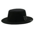 thumbnail image 1 of Men Fall Jazz Hat Sunscreen Solid Color Chic Flat Brim Boater Hat, 1 of 5