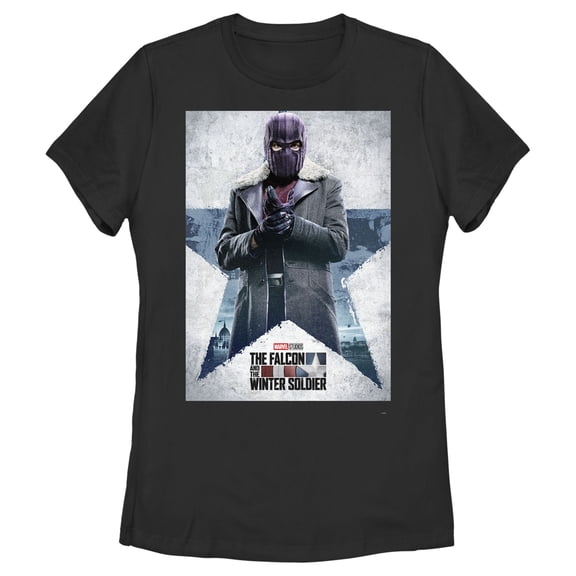 Women's Marvel The Falcon and the Winter Soldier Baron Zemo Poster Graphic Tee Black X Large
